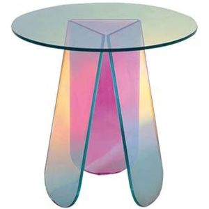 Banktafel Acryl Regenboog Bijzettafel Kleine Ronde Tafel Woonkamer Huishoudelijk Moderne Eenvoudige Bank Salontafel Balkon Dazzle Kleur Glazen Tafel Koffietafel(40 * 40cm)