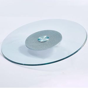 Lazy Susan draaitafel van gehard glas, stil en stevig draaiblad, serveerblad, 360° draaibare dienblad, ronde keukentafel, 50-100 cm (kleur: zilver