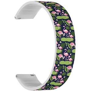 RYANUKA 22mm Solo Loop Zachte Siliconen Sport Horloge Band Met Quick Release (Witte Flamingo Vogel) Elastische Siliconen Band Band Accessoire, Siliconen, Geen edelsteen