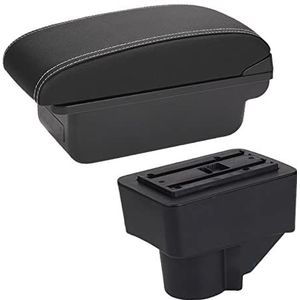 Armleuning Opbergbox Auto Opbergvak Voor Ford Voor Fiesta Armsteun Auto Opbergdoos Voor Ford Voor Fiesta 3 Auto Armsteun Doos 2011-2018 Accessoires Pu Leer Eenvoudige Installatie (Color : C black wh