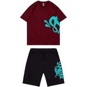 Syna World Shorts T-shirt Voor Heren,2-delige Katoenen Korte Broekset Dames,Zwart Wit,Zomer Korte Trainingspakset Voor Volwassenen En Kinderen,Sweatshirt Sportpak (Color : 7, Grootte : M)