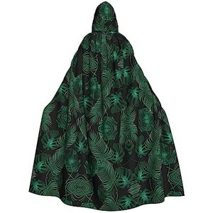 Bxzpzplj Bananenblad groene mantel met capuchon voor mannen en vrouwen, volledige lengte Halloween maskerade cape kostuum, 185 cm