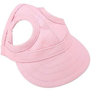 Pet Baseball Cap, Dog Cat Outdoor Sunbonnet with Ear Holes Adjustable Stripe Summer Pet Parent-Child Hat[L-Pink]