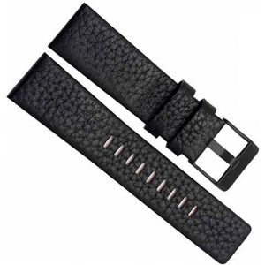 dayeer Echt lederen horlogeband voor Diesel DZ7259 DZ7256 DZ7265 Horlogebandaccessoires (Color : Black Black, Size : 28mm)