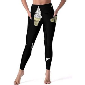 Ice Cream Cone Yogabroek voor dames, hoge taille, buikcontrole, workout, hardlopen, leggings, XL