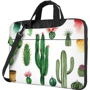 ASEELO Sprankelende paarse glitter zakelijke laptoptassen messenger aktetas computertas met schouder compatibel voor werk, Cactus, 14 inch Laptop bag