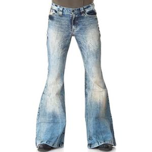 Comycom Worn Bandit jeans met wijde pijpen voor heren, used look