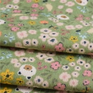 Geborduurde katoenen corduroy stof, Sweet Cute Flower Corduroy Fabric Autumn Winter Cotton-Padded Dress Trousers Sewing Tela(Color-02)