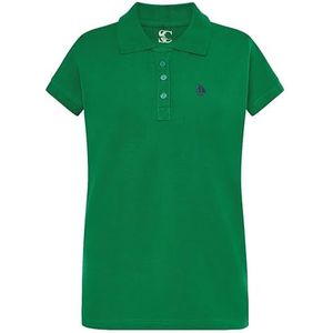 S&C Poloshirt met korte mouwen voor dames, Custom Fit, licht getailleerd, mouwen en geribbelde kraag, gemaakt van katoen en Spanje, Groene fles, L