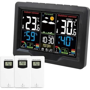 Weerstation Thermometer Vochtigheidsvoorspelling Meeldauw Wekker Draadloos Bureau Tafel Tool 3 met buitensensoren,Nauwkeurig voorspellen(Sensor 3)