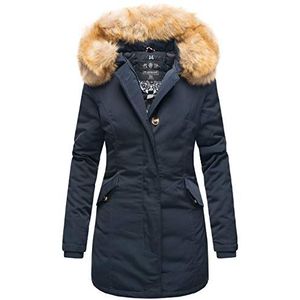 MARIKOO Winterjas voor dames, parka, mantel, winterjas, warm gevoerd, B362, Donkerblauw, M