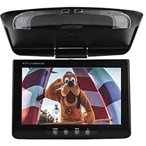 Auto Hoofdsteun Speler, 9/11 Inch AV Auto Monitor 12-24V Auto Dak Mount Monitor Lcd-scherm Flip Down Plafond Display LED video-ingang Omkeren Achteruitrijcamera(11 inch black AV)