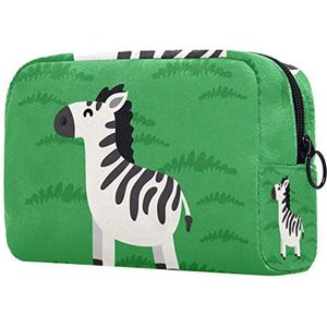 voor Dames Reizen Cosmetische Organizer Make-up tas Groene Zebra's Toilettassen met ritssluiting