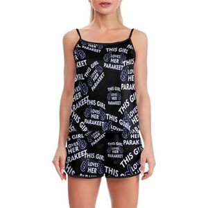 Meisje Liefde Parkiet Grappige Pyjama Set Voor Vrouwen Verstelbare Tank Top En Shorts Homewear Gedrukt