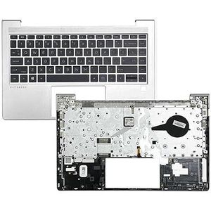 WANGHUIH Zilveren handsteun hoes + Amerikaans Engels lay-out W-backlit toetsenbord compatibel met HP Elitebook 640 G9 645 G9 laptop