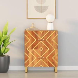 DIGBYS Zijkast Bruin en Zwart 60x33,5x75 cm Massief Hout Mango