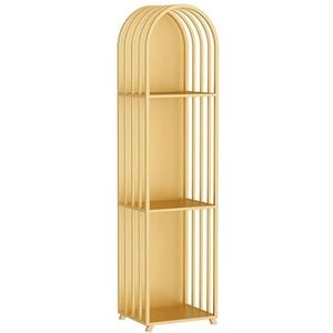 Boekenkasten Creatieve boekenplank Moderne minimalistische 3-laags boekenplanken Vloerstaande smeedijzeren boekenkast Decoratieve boekenplank (Color : Gold, Size : 25x30x115cm)