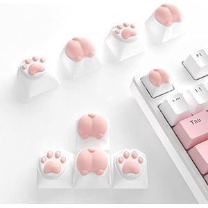 MAMBASNAKE Schattige Aangepaste Keycap, Kattenpoten en konten Mechanisch Toetsenbord keycaps, PBT en Silicone Keycaps met Cherry Gateron MX Schakelaars, Roze Keycaps (8 Keycaps + Keycap Puller)