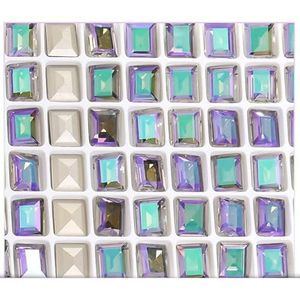 6x8mm Rechthoek Vorm Glas Kristal Steentjes Pointback Lijm Op Steentjes Nagel Decoratie DIY Accessoires Stenen-Ghost Licht, 6x8mm 10 stks