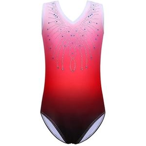 ZPFDSG Turnpakjes voor meisjes, peuter, tieners, ballet skate gymnastiek turnpakje meisjes kind danskostuum gymnastiek jumpsuit atletische acrobatiek voor kinderen, B180 Rood, 8A