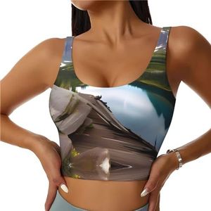GFXEDSAH Glacier National Park Yoga-bh's, workouttops met ingebouwde beha, stijlvol racerback ontwerp met gewatteerd comfort, Zwart, S