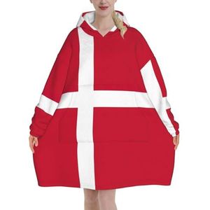 Oversized Deense Vlag Hoodies Vrouwen Uk Pluizige Deken Hoodie Sherpa Vrouwen Fleece Draagbare Deken Mannen