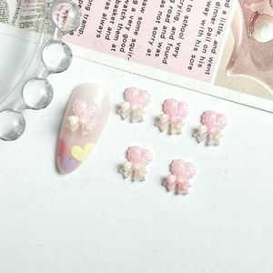 Nieuwe roze serie strik hart hars nagelbedels 3D lichtgevende dubbele vlinder perzik hart zoete wind nagelkunst decoraties DIY nagels-roze 05 20 stuks