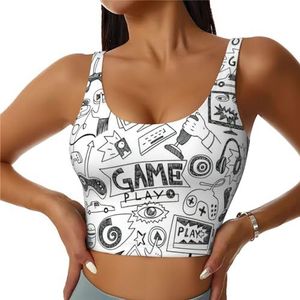 Videogame Jongens Print Casual Wear Vrouwen Sport Vest Yoga Vest Workout Vest Voor Vrouwen Lichtgewicht Trendy, Zwart, S