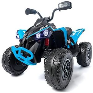 Can Am Renegade Elektrische quad voor kinderen, 24 V, blauw, met ultrasterke 24 V accu, gevoerde zitting van kunstleer, 4 grote EVA-wielen, 4 motoren met 200 W