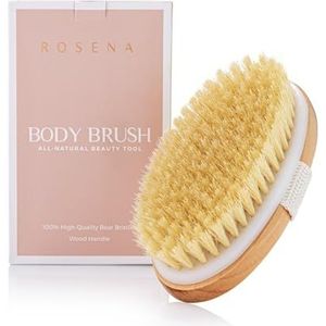 Droog borstelen lichaamsborstel - Beste voor het exfoliëren van droge huid, lymfedrainage en cellulitisbehandeling - Organische Spa Exfoliator en Massage Scrub Brush met natuurlijke varkenshaar