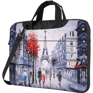 Eenvoudige libelle print grote laptoptas computertas, laptoptas, aktetas voor vrouwen, kantoor, zakenreizen, Parijs City Tree Eiffeltoren Kunst, 15.6 inch