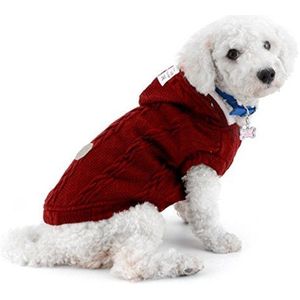 Smalllee_ Lucky_store Gewatteerde Vest Jas voor Koud Weer Chihuahua Capuchon Hond Kat Winterjas Kleding voor Kleine Honden Warm Rood M