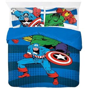 Marvel Comics Avengers 100% katoenen tweepersoons dekbedovertrekset - Superheldencollectie inclusief kussenslopen van 50 x 70 cm