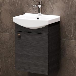 Planetmöbel badkamermeubel set Wastafel met badmeubel 45 x 60 x 33 cm voor badkamer & gastentoilet, antraciet