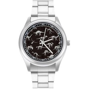 Dinosaurus Skelet in The Dark Klassieke Heren Horloges voor Vrouwen Casual Mode Zakelijke Jurk Horloge Geschenken