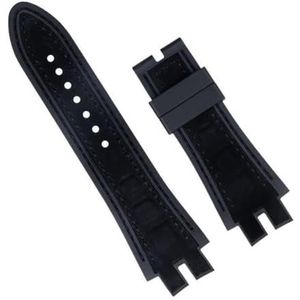 dayeer Nubuck lederen siliconen horlogeband voor Roger Dubuis-riem voor riemaccessoires uit de EXCALIBUR-serie (Color : Black 15, Size : 28mm)