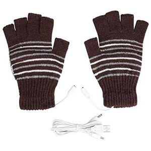 Yunhany Direct 1 paar 5 V USB verwarmde knuffelige handschoenen winter volledige halve vingers USB-verwarming warme vorstbestendige handschoenen - paars