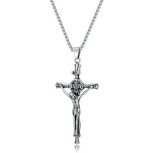INR Jezus mannen ketting kruis hanger Vintage roestvrij staal christelijke religieuze mannen sieraden
