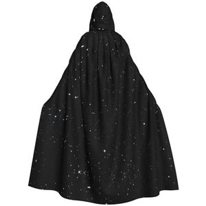 WURTON Zwarte Glitter Print Hooded Mantel Unisex Volwassen Mantel Halloween Kerst Hooded Cape Voor Vrouwen Mannen