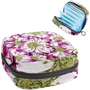 Opbergtas voor maandverband, maandverband, menstruatiecup zakje, menstruatiezakorganizer voor vrouwelijke pads, tampons, pioenroos bloem
