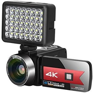 Videocamera Camcorder Camcorder 4K vlogging camera for vlog -opname HD 56MP 3.0 Inch wifi IR Night Vision Anti-Shake Recorder Camera's Multifunctionele vlogcamera(Standard,Rosso)