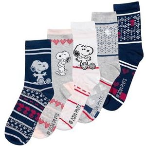 United Labels The Peanuts Snoopy Sokken voor dames, Noorse sneakers, maat 38-43 (verpakking van 5 stuks), Meerkleurig, 38-43 EU
