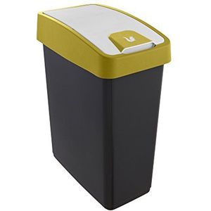 keeeper Premium afvalbak, vuilnisbak met klepdeksel, soft-touch, 25 l, Magne, geel