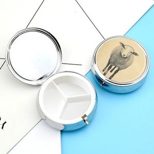 Pillendoosje ronde pillendoos met 3 compartimenten (designnaam) pillenorganizer, waterdichte medicijnorganisatordoos voor reizen, metalen pillencontainers voor medicatieplanner