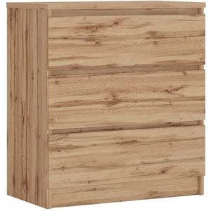 Comodelkast met 3 laden, kleur: WOTAN OAK, A: 70 x 78 x 39 cm, ladecommode, commode met laden, dressoir woonkamer, slaapkamer commode, commode zwart, commode hal, highboard