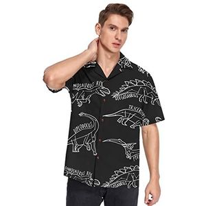 KAAVIYO Dinosaurus Krijt Jurassic Cartoon Shirts voor Mannen Korte Mouw Button Down Hawaiiaanse Shirt voor Zomer Strand, Patroon, L