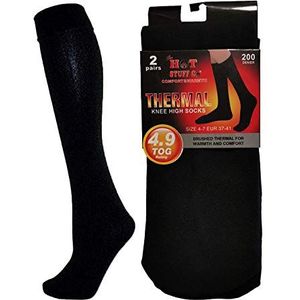 2 paar Womens zwart dikke thermische 4.9 Tog warme knie hoog of over knie sokken