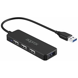 HUB 3 PUERTOS USB 2.0 + 1 PUERTO USB 3.0 NEGRO APPROX 3XUSB2.0, 1XUSB3.0/USB-A