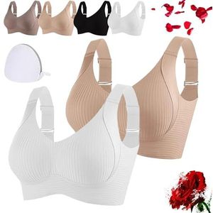 Geribbelde Push Up Verstelbare Draadloze BH Voor Dames, Zonder Beugel, Huidvriendelijke Ondersteuning(2pcs-d,3X-Large)