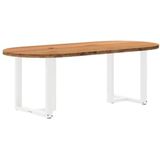 vidaXL Eettafel 220x100x74 cm ovaal massief eikenhout lichtbruin